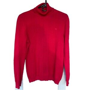 Lauren Ralph Lauren Womens L Cherry Red Tight Knot  Turtleneck Sweater  Logo
